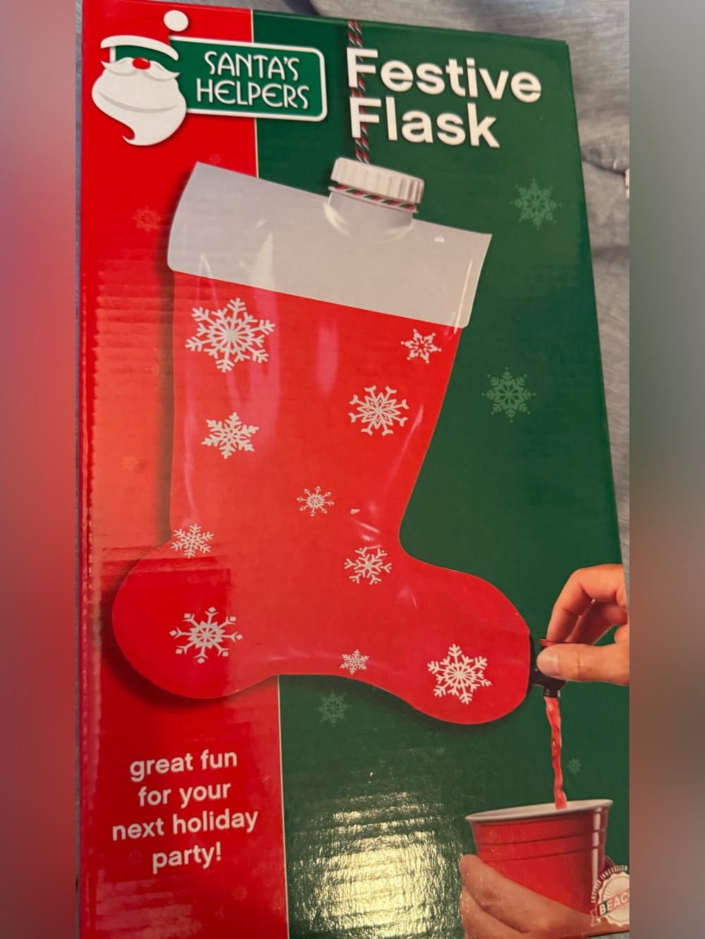 Santa's Helpers Festive Red Stocking Flask